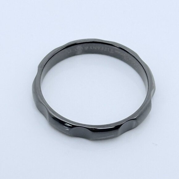Size 12.5 Tiffany Narrow Groove Ring Paloma Picasso Black Titanium Mens Unisex
